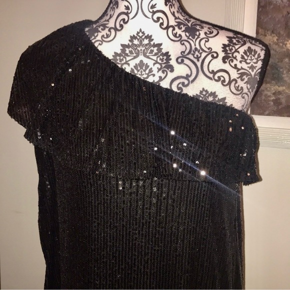 NWT Nasty Gal One Shoulder Black Sequin Party Dress - Medium - Picture 9 of 12